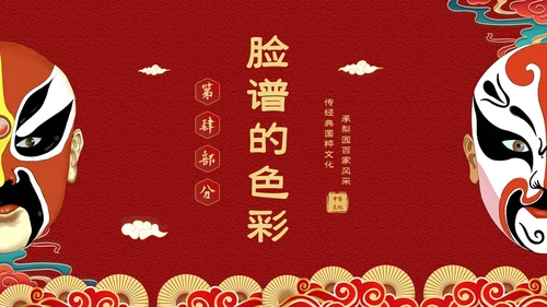 红色国潮风中国国粹京剧脸谱介绍PPT
