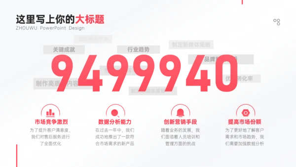 白色扁平简约年度工作计划PPT模板