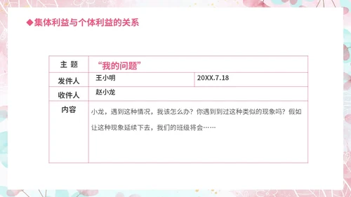 温馨粉色手绘中小学承担关爱集体的责任培训课件PPT