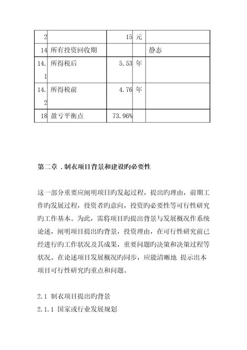 制衣专项项目可行性专题研究报告