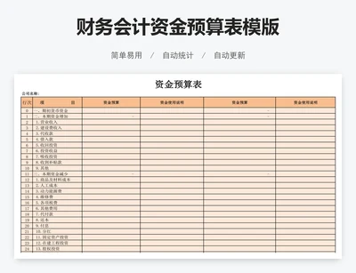 财务会计资金预算表模版