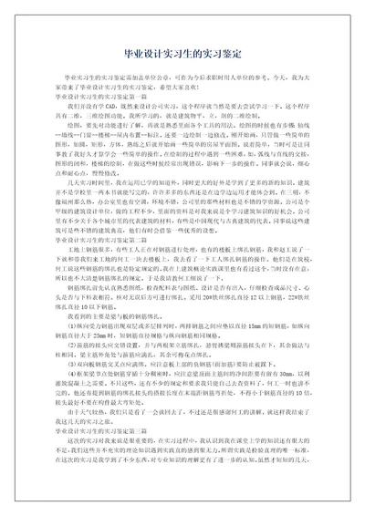 毕业设计实习生的实习鉴定