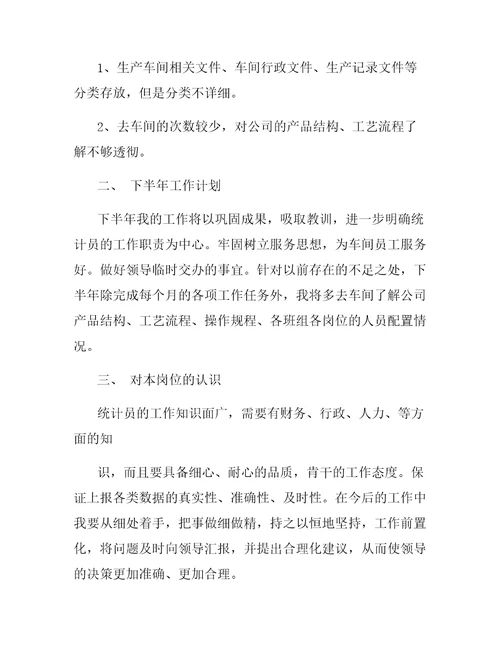 公司统计员上半年工作总结