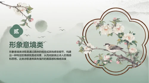 绿色复古风诗歌分享：语言的艺术与美感PPT模板