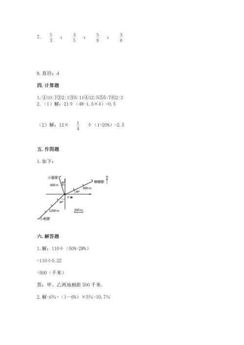 人教版六年级上册数学期末测试卷及答案（全国通用）.docx