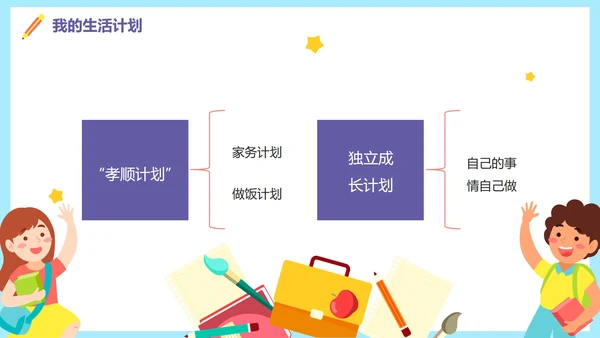 蓝色卡通新学期新起点新年学习计划PPT模板