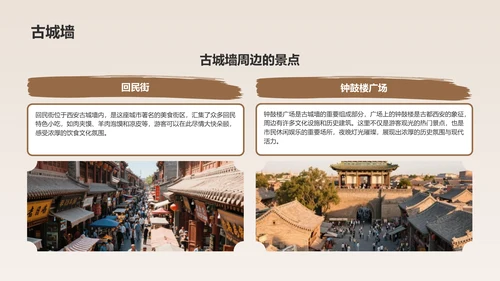 橙色复古风西安热门历史景点深度游计划PPT模板