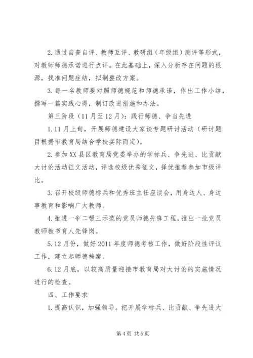 溪沙一小“学标兵、比贡献、争先进”大讨论活动工作计划.docx