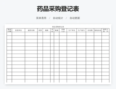 药品采购登记表