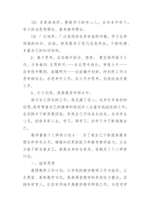 教师暑假个人研修计划.docx