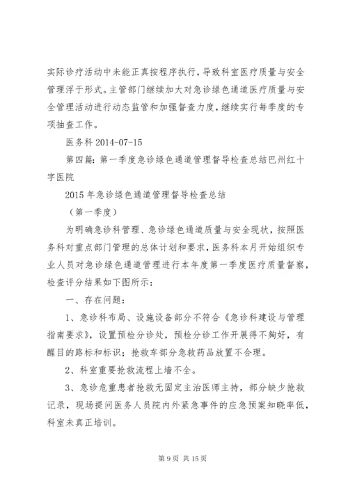 第三季度急诊绿色通道管理督导检查总结.docx