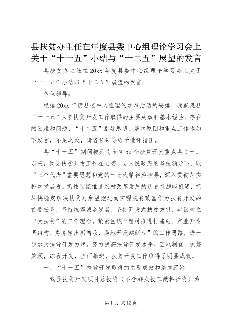 县扶贫办主任在年度县委中心组理论学习会上关于“十一五”小结与“十二五”展望的发言.docx