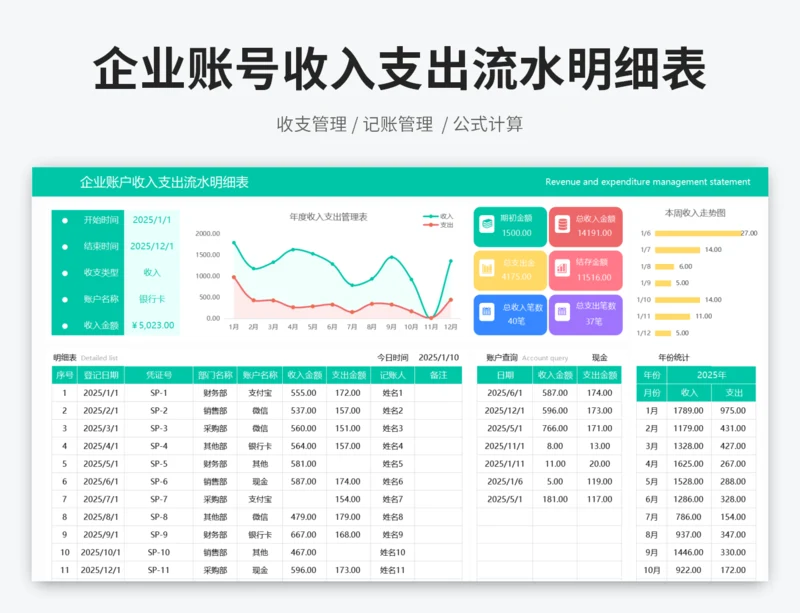 企业账户收入支出流水明细表