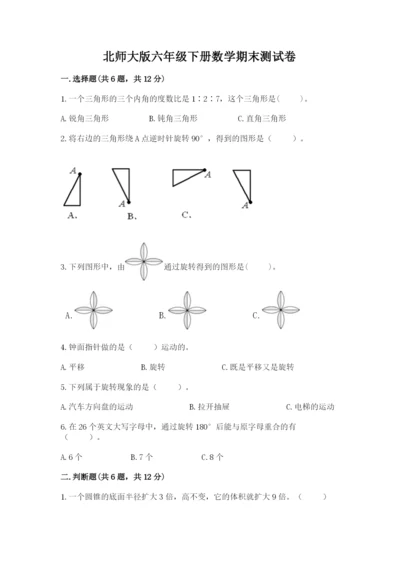 北师大版六年级下册数学期末测试卷及参考答案【能力提升】.docx