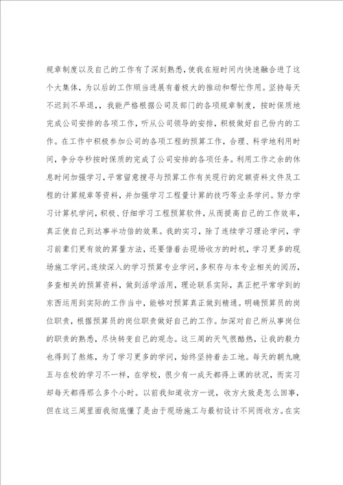 实习预算员个人总结