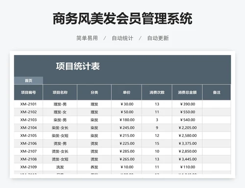 商务风美发会员管理系统