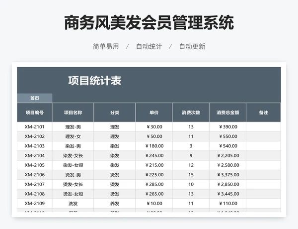 商务风美发会员管理系统
