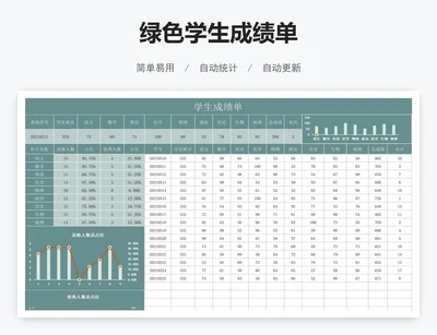 绿色学生成绩单