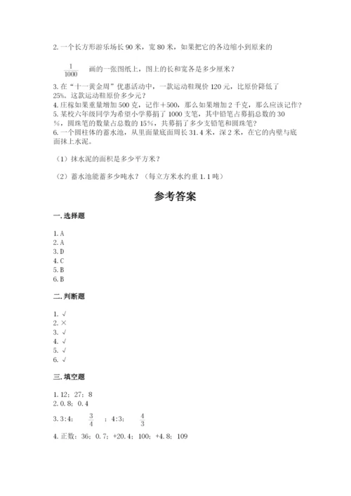 北师大版六年级下册数学期末测试卷附答案【精练】.docx