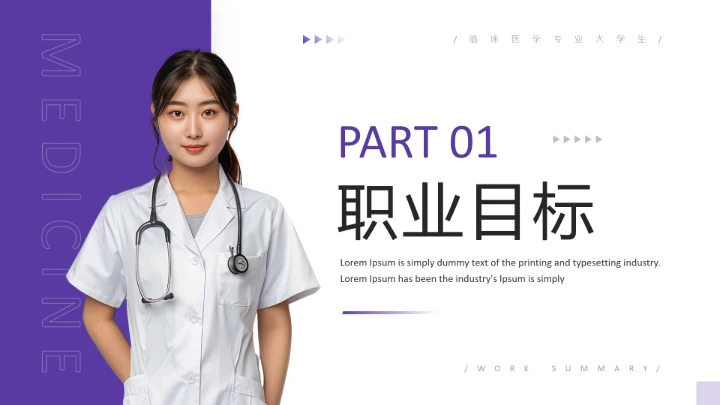 临床医学专业大学生职业生涯规划发展展示PPT模版