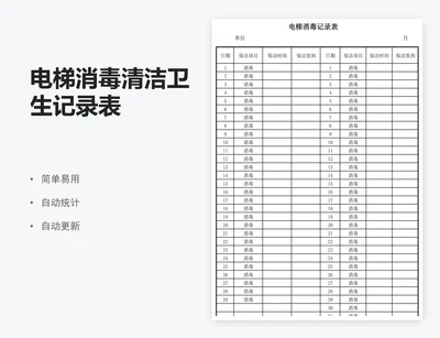 电梯消毒清洁卫生记录表