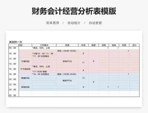 财务会计经营分析表模版