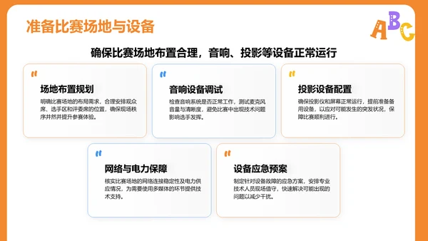 橙色插画英语演讲比赛流程设计PPT模板