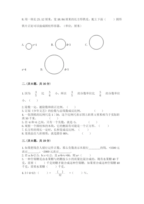 苏教版数学六年级下册试题期末模拟检测卷审定版.docx