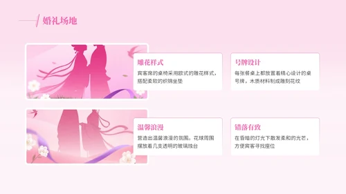 粉色插画风格七夕情缘+浪漫婚典PPT模板