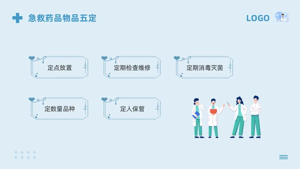 蓝色卡通急救药品管理PPT模板宣传PPT动态PPT急救知识