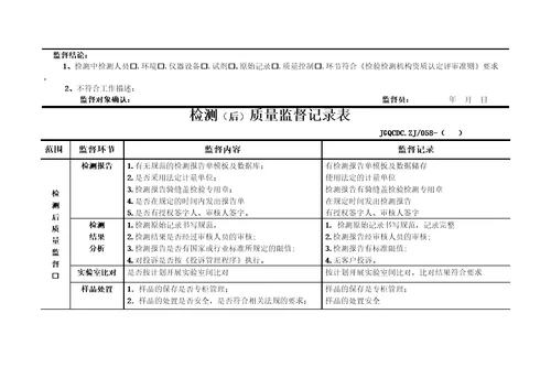 质量监督记录