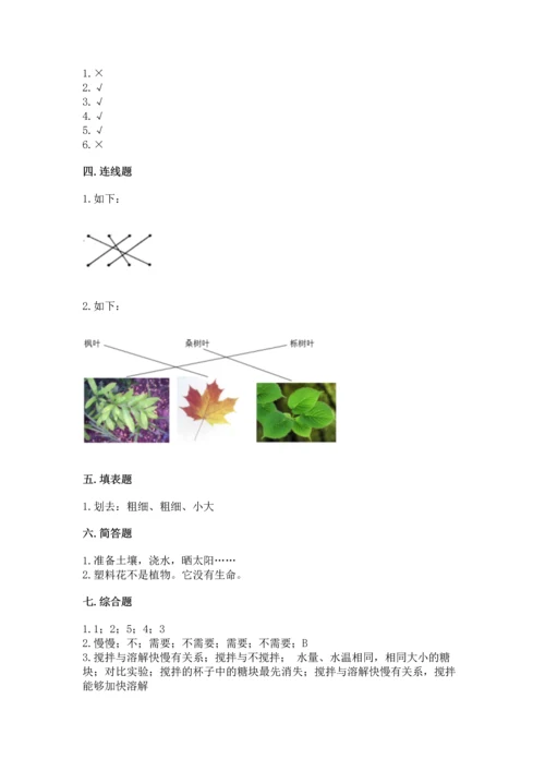 教科版科学一年级上册第一单元《植物》测试卷及完整答案（精选题）.docx