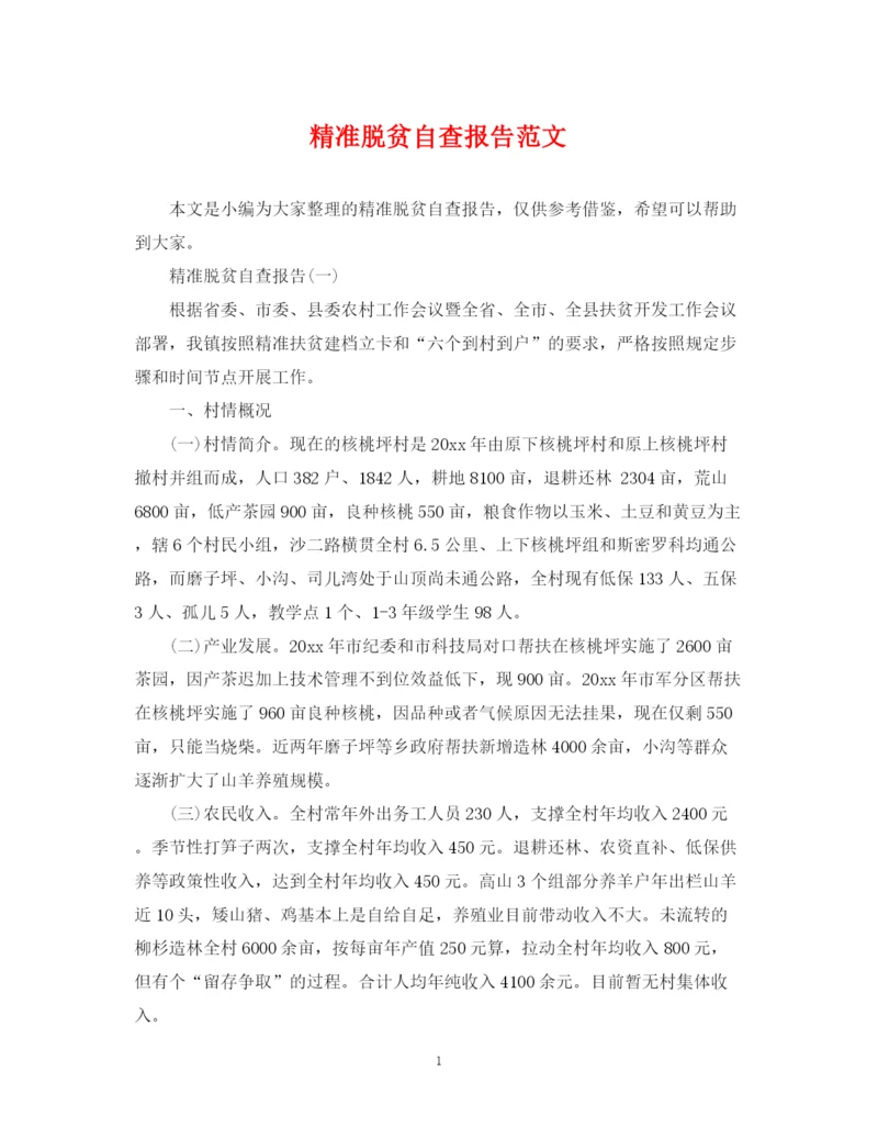 2023年精准脱贫自查报告范文.docx