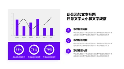 图表页-紫色商务风3项条形环形图示