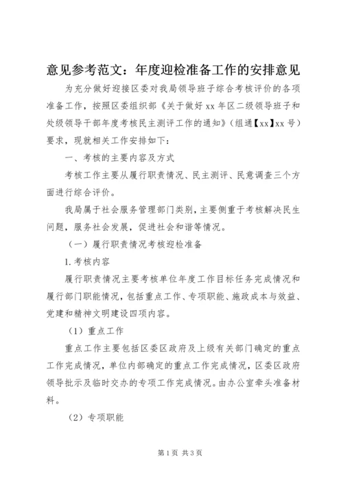 意见参考范文：年度迎检准备工作的安排意见.docx
