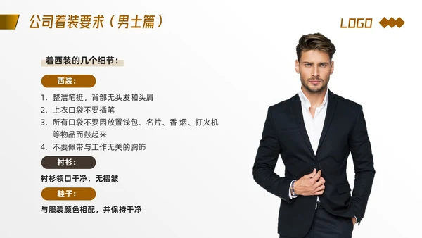 棕色简约着装礼仪培训PPT模板宣传PPT动态PPT