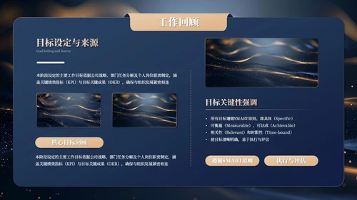 蓝金色简约商务风工作汇报总结PPT模板