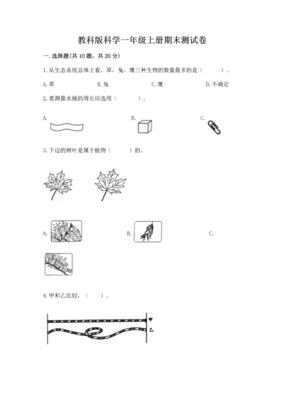 教科版科学一年级上册期末测试卷【历年真题】.docx