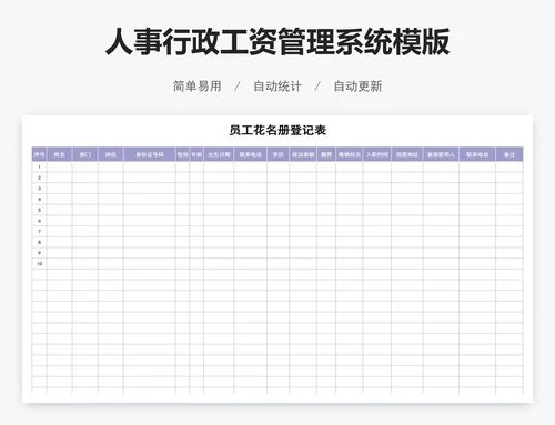 人事行政工资管理系统模版