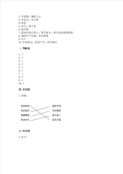 部编版五年级上册道德与法治第四单元骄人祖先 灿烂文化测试卷精品有答案