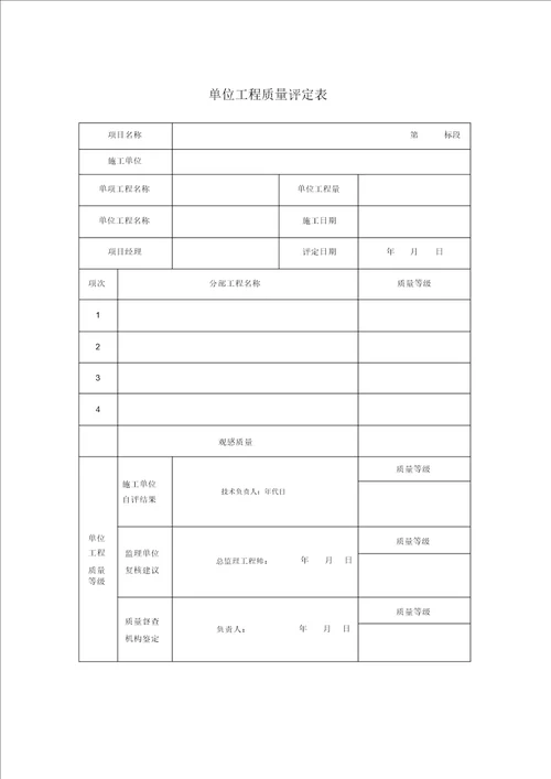 土地平整工程质量评定表