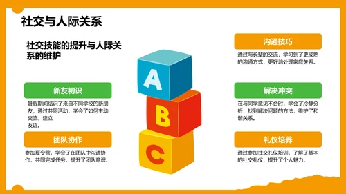 橙色卡通风暑假生活成长记录PPT模板