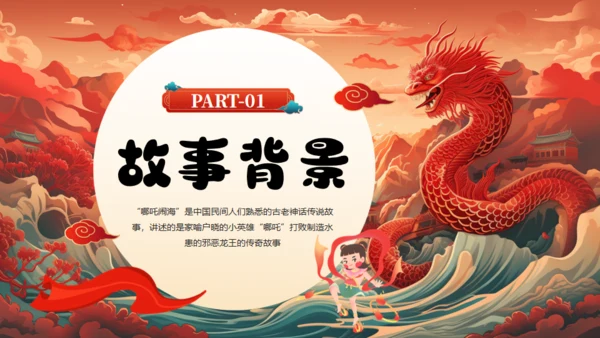 哪吒闹海神话故事通用PPT模板
