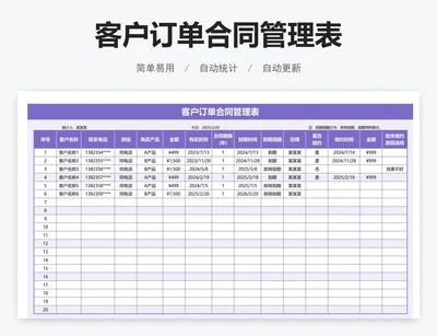 客户订单合同管理表