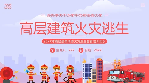 高层建筑火灾逃生知识讲解高层火灾消防安全培训PPT
