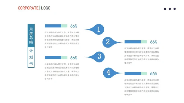 蓝色渐变风月度总结计划书PPT模板