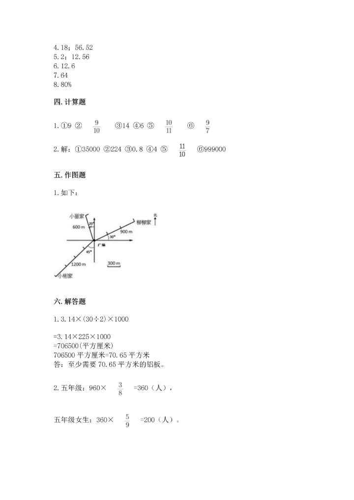 人教版六年级上册数学期末测试卷精品（综合题）.docx
