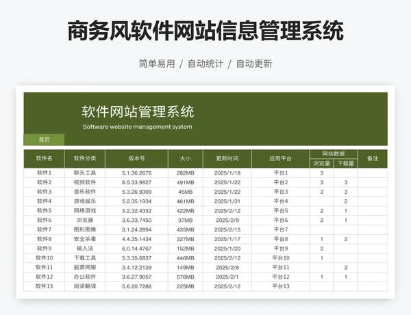 商务风软件网站信息管理系统