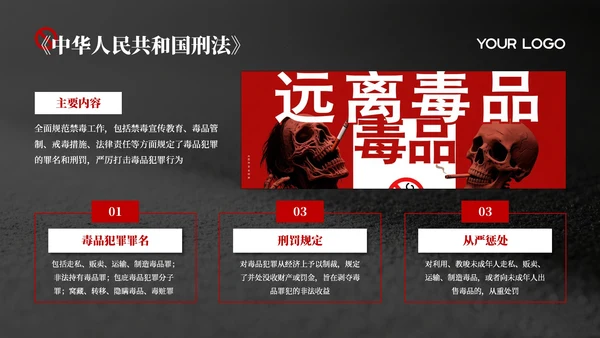 黑红色禁毒教育课件PPT模板