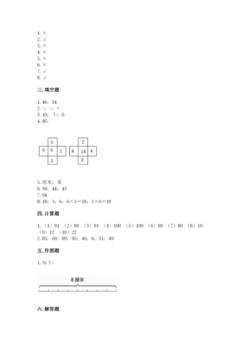 小学二年级上册数学期中测试卷附答案（模拟题）.docx
